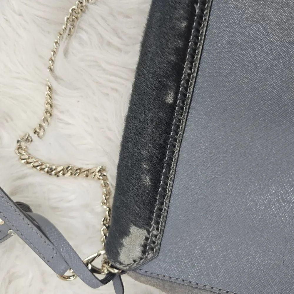 Kate Spade Laurel Way Haircalf Greer Crossbody Shoulder Bag Purse Smoky Gray
